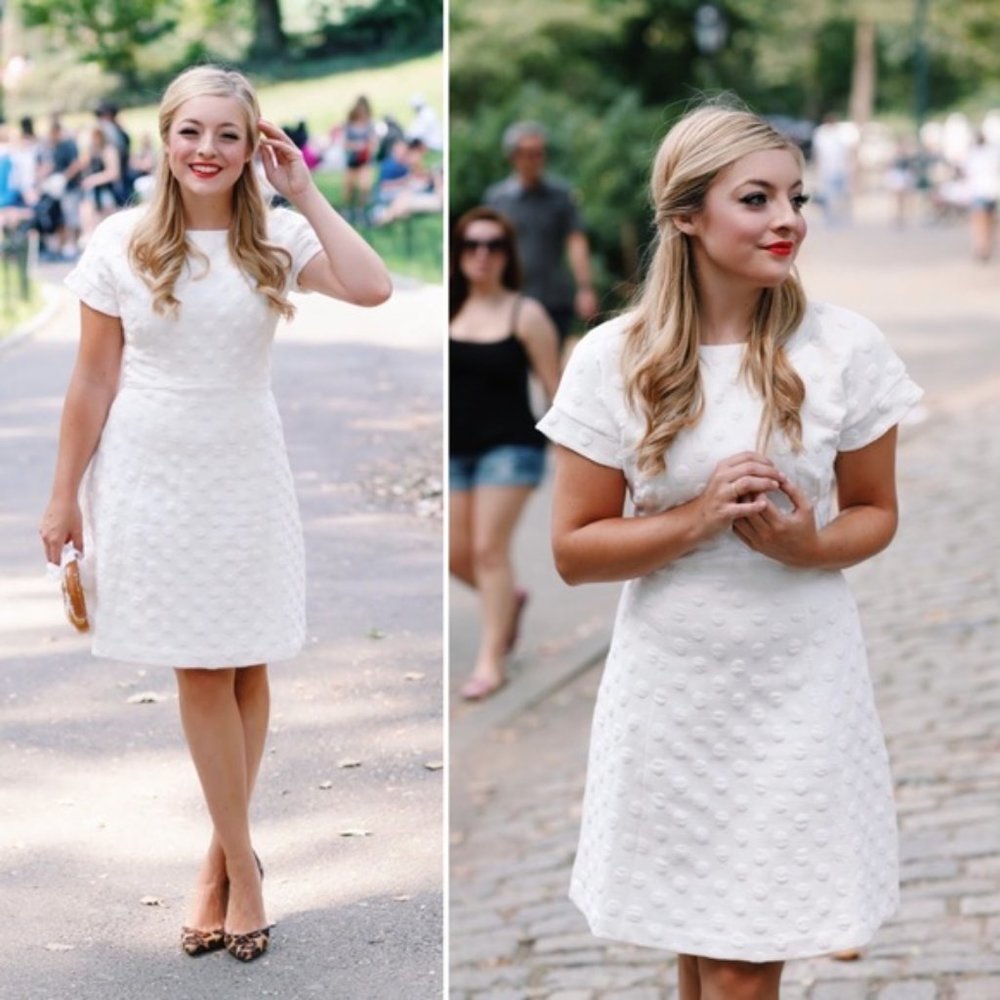 BODEN Mollie Jacquard Polka Dot Dress - White 10L